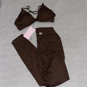 CSB BROWN MARL SET - BRA & LEGGINGS Size Small